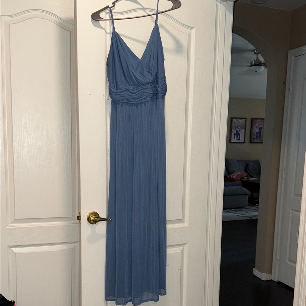 David's Bridal Dusty Blue Maxi Dress - Picture 2 of 9